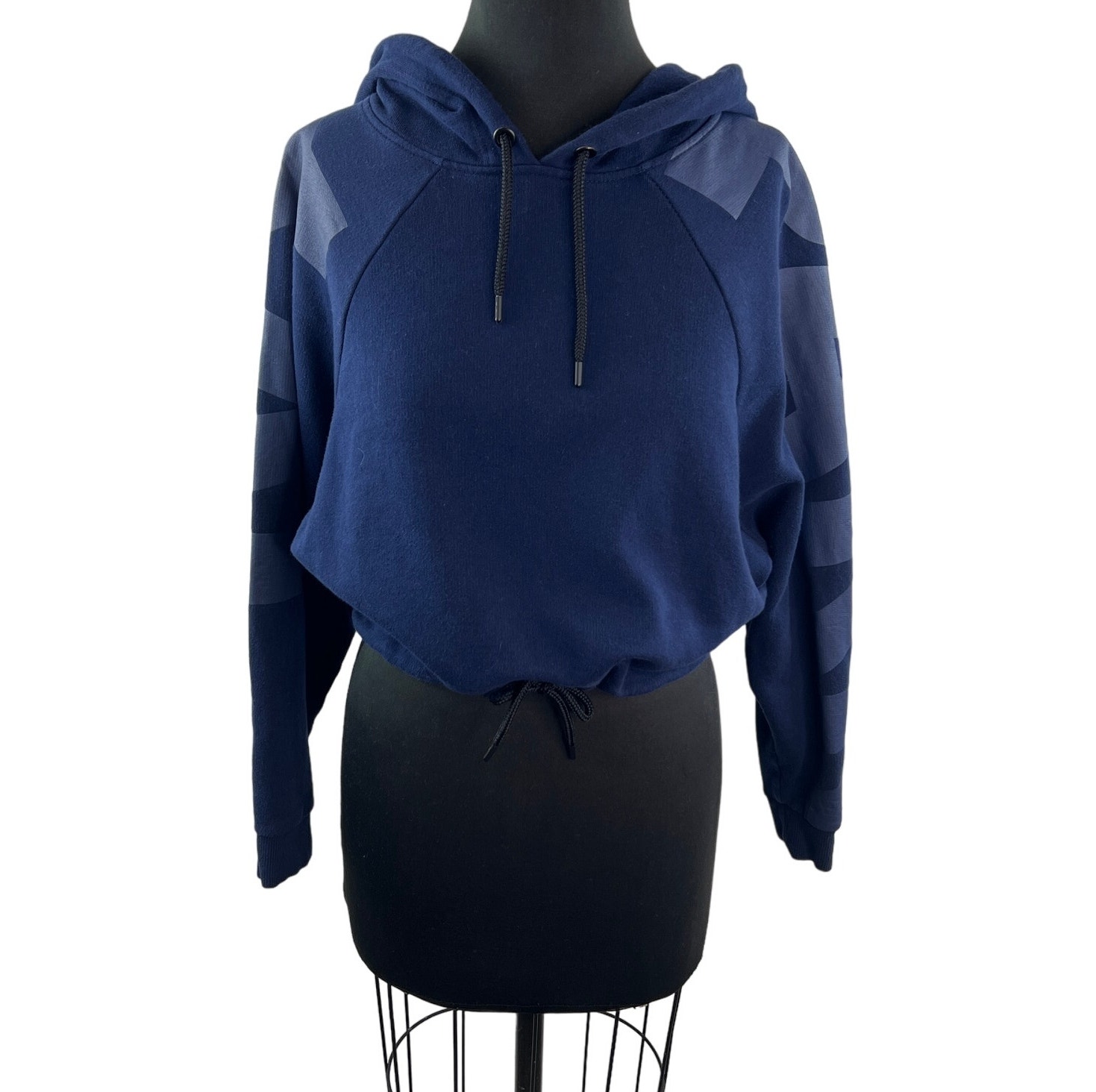 Ivy Park Navy Sweatshirt Graphic Fleece Lined Hooded Raglan Sleeve Size Medium M